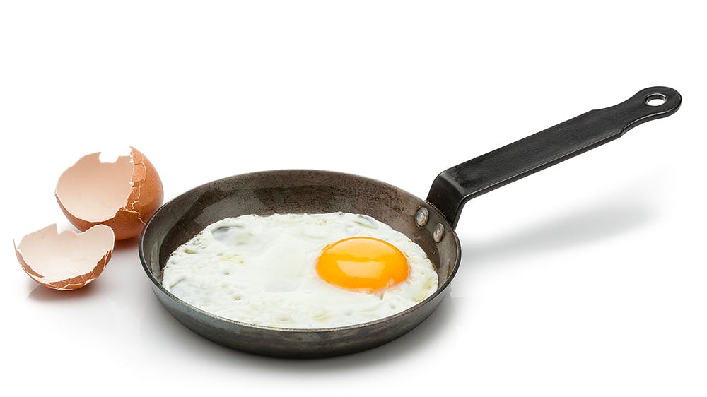 Frying eggs